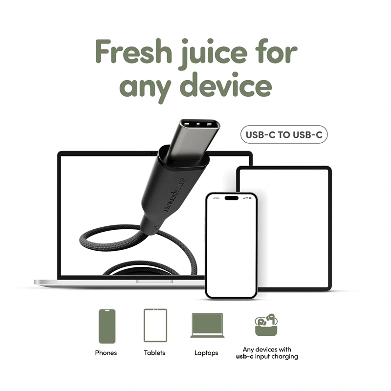 Empower įkrovimo laidas USB-C į USB-C, 2m - 240W, juoda, 7 nuotrauka